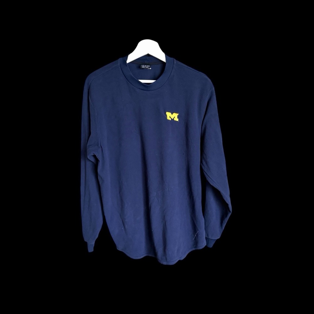 Michigan Wolverines 90's Nike Long Sleeve Crewneck Fleece Shirt Sz Medium‎ Navy